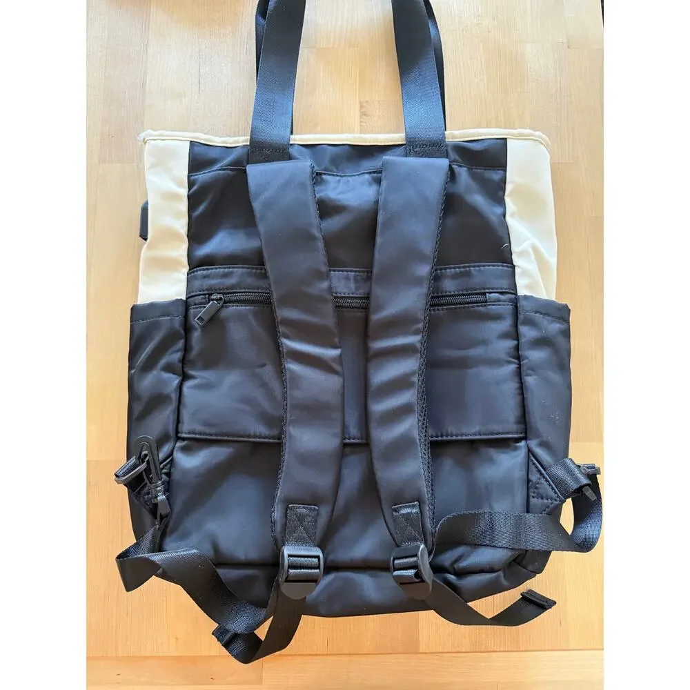 Cyureay Laptop Bag Convertible Tote Backpack Travel Black Tan